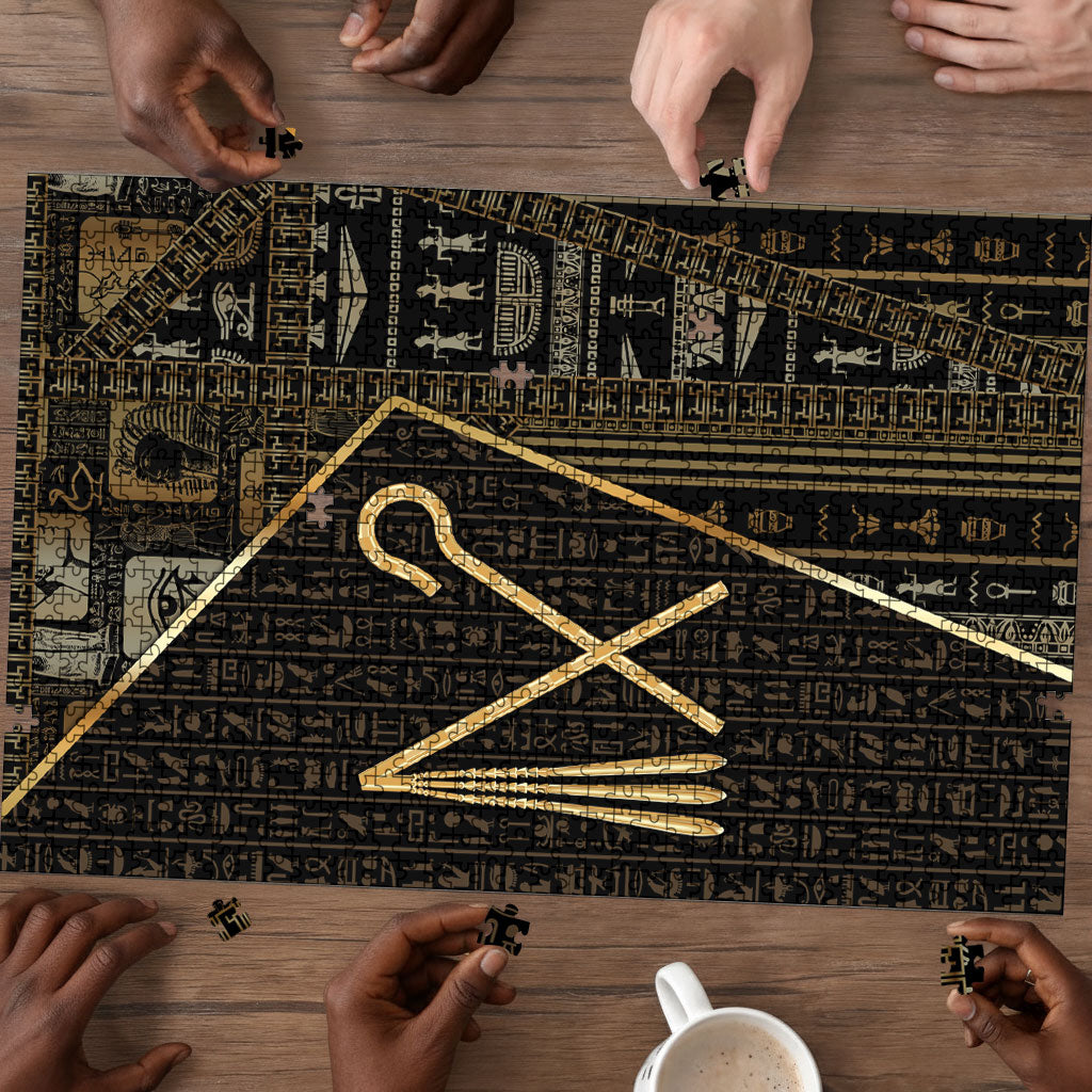 Egypt Crook And Flail Puzzle Ancient Mythology Pharaoh Royalty Gold