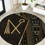 Egypt Crook And Flail Round Carpet Ancient Mythology Pharaoh Royalty Gold
