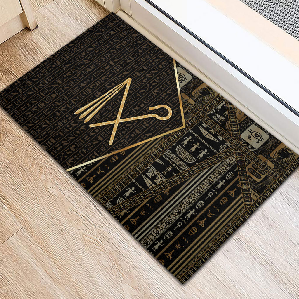 Egypt Crook And Flail Rubber Doormat Ancient Mythology Pharaoh Royalty Gold