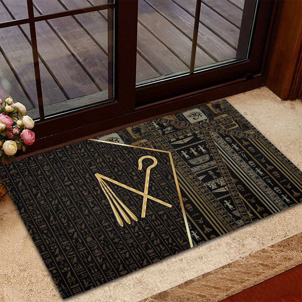 Egypt Crook And Flail Rubber Doormat Ancient Mythology Pharaoh Royalty Gold