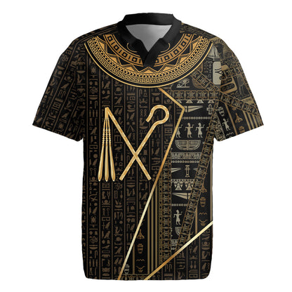 Egypt Crook And Flail Rugby Jersey Ancient Mythology Pharaoh Royalty Gold