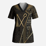 Egypt Crook And Flail Scrub Top Ancient Mythology Pharaoh Royalty Gold