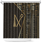 Egypt Crook And Flail Shower Curtain Ancient Mythology Pharaoh Royalty Gold