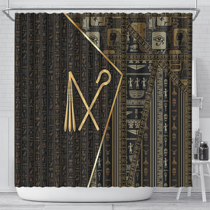 Egypt Crook And Flail Shower Curtain Ancient Mythology Pharaoh Royalty Gold