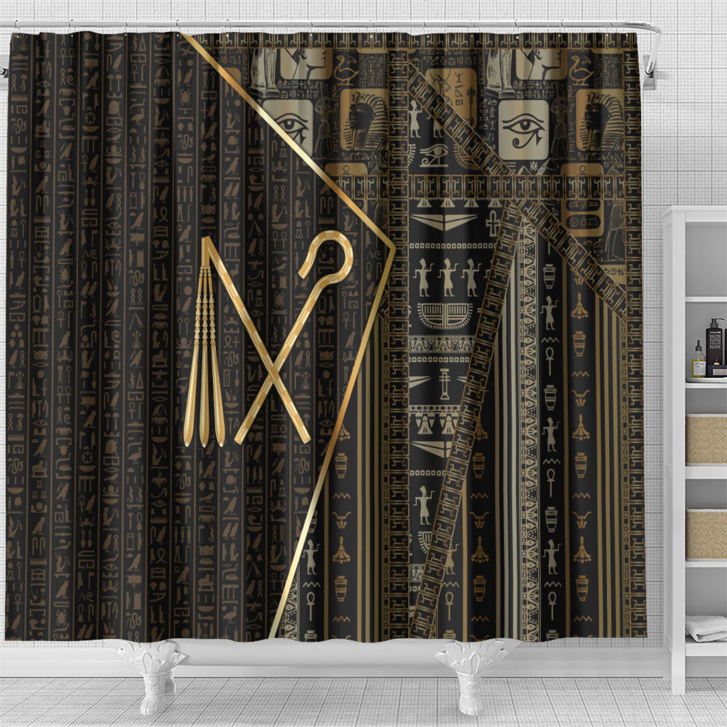 Egypt Crook And Flail Shower Curtain Ancient Mythology Pharaoh Royalty Gold