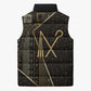 Egypt Crook And Flail Sleeveless Puffer Jacket Ancient Mythology Pharaoh Royalty Gold