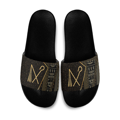 Egypt Crook And Flail Slide Sandals Ancient Mythology Pharaoh Royalty Gold