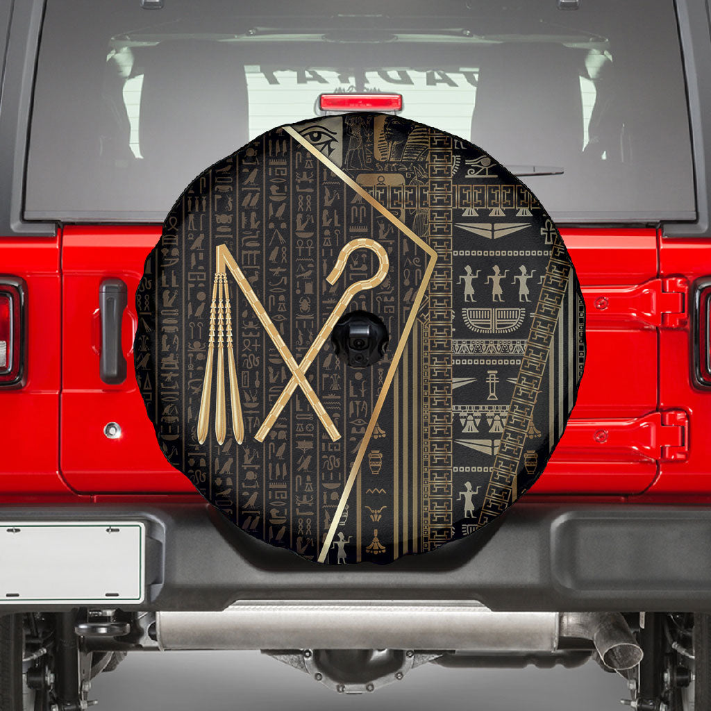 Egypt Crook And Flail Spare Tire Cover Ancient Mythology Pharaoh Royalty Gold