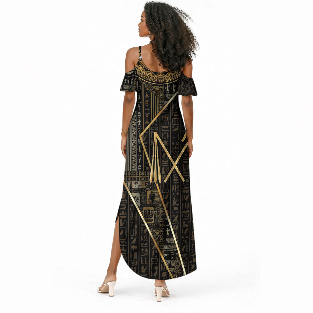 Egypt Crook And Flail Summer Maxi Dress Ancient Mythology Pharaoh Royalty Gold