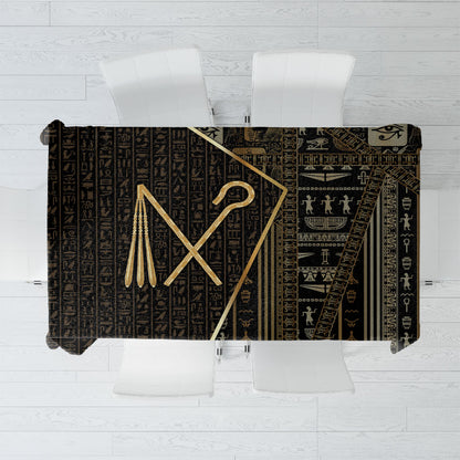 Egypt Crook And Flail Tablecloth Ancient Mythology Pharaoh Royalty Gold