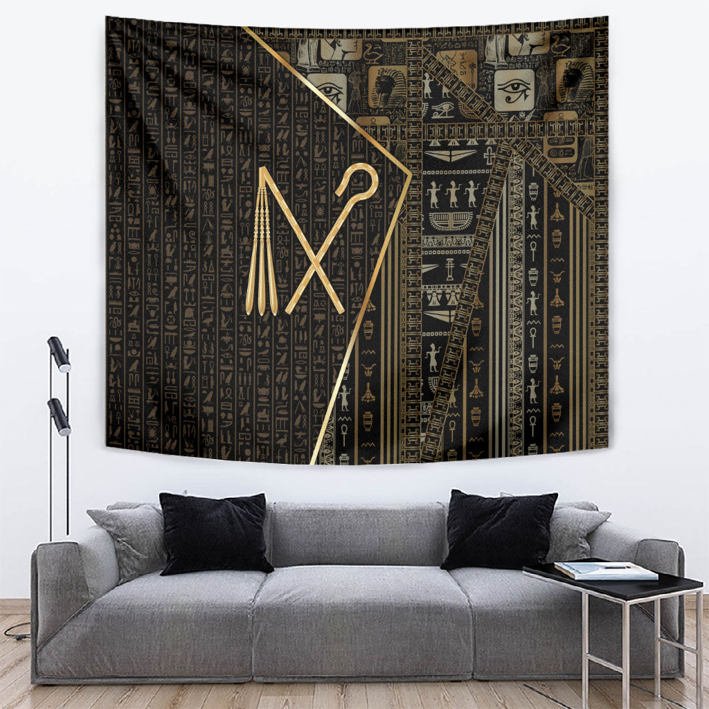 Egypt Crook And Flail Tapestry Ancient Mythology Pharaoh Royalty Gold