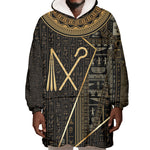 Egypt Crook And Flail Wearable Blanket Hoodie Ancient Mythology Pharaoh Royalty Gold