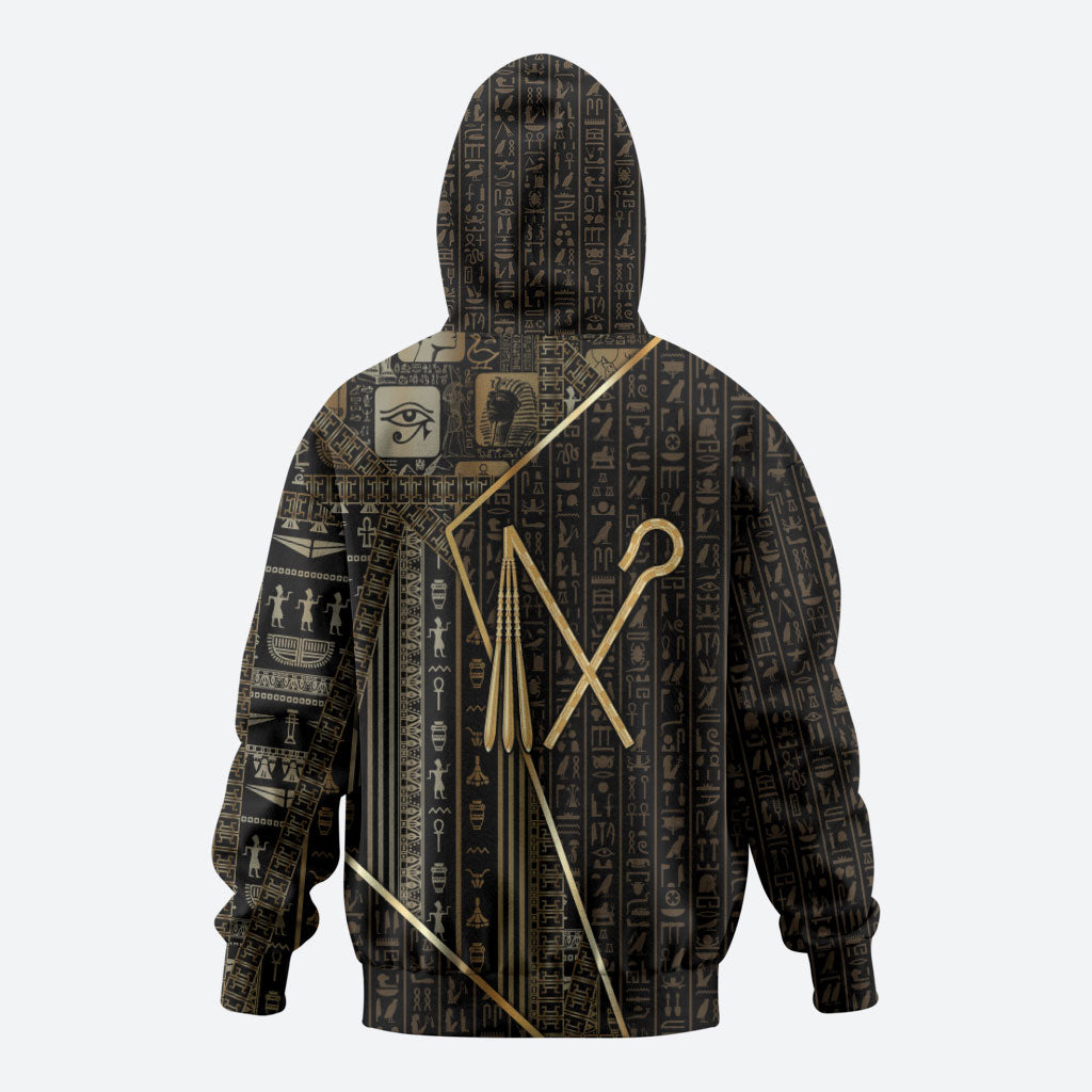 Egypt Crook And Flail Zip Hoodie Ancient Mythology Pharaoh Royalty Gold