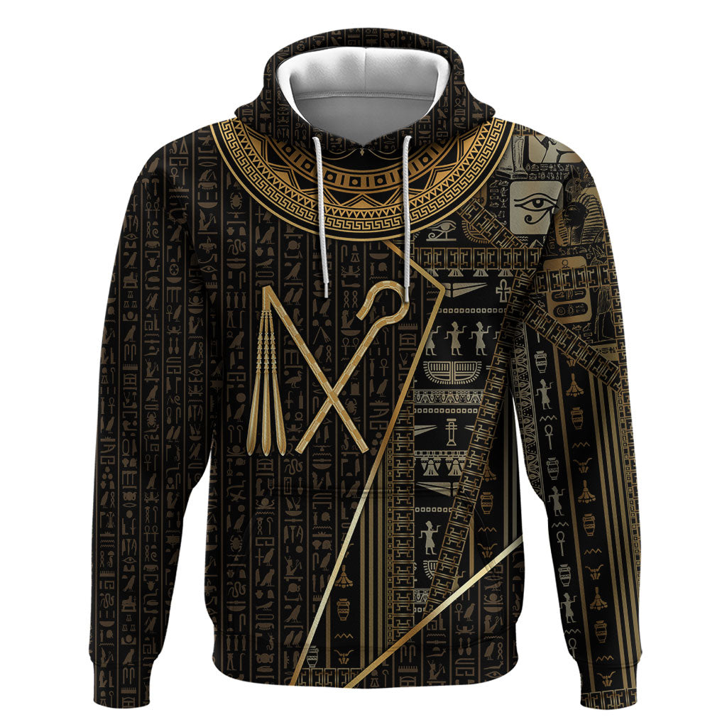 Egypt Crook And Flail Zip Hoodie Ancient Mythology Pharaoh Royalty Gold