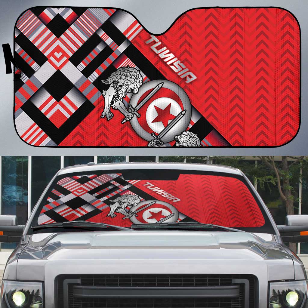 Tunisia Auto Sun Shade Silver Lions Sports Patterns - African Pride