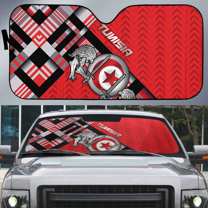 Tunisia Auto Sun Shade Silver Lions Sports Patterns - African Pride