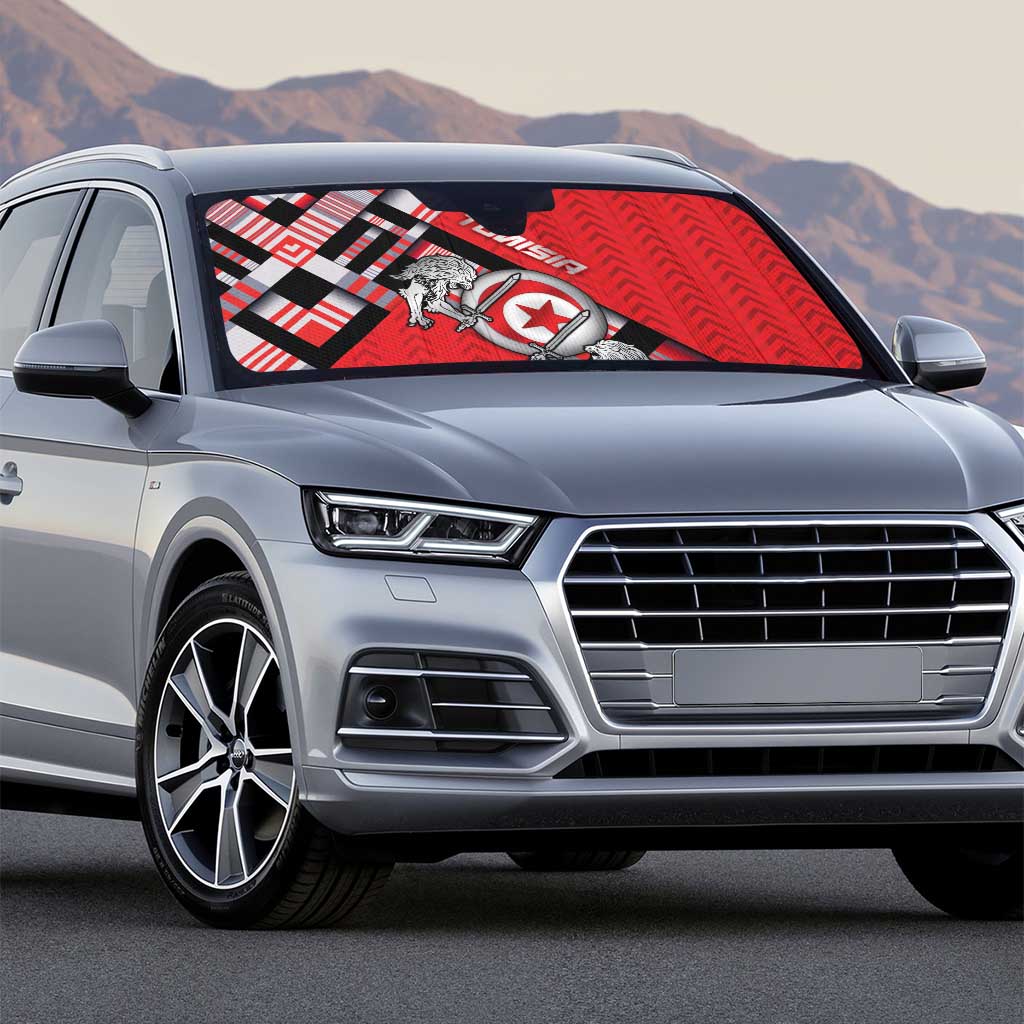 Tunisia Auto Sun Shade Silver Lions Sports Patterns - African Pride