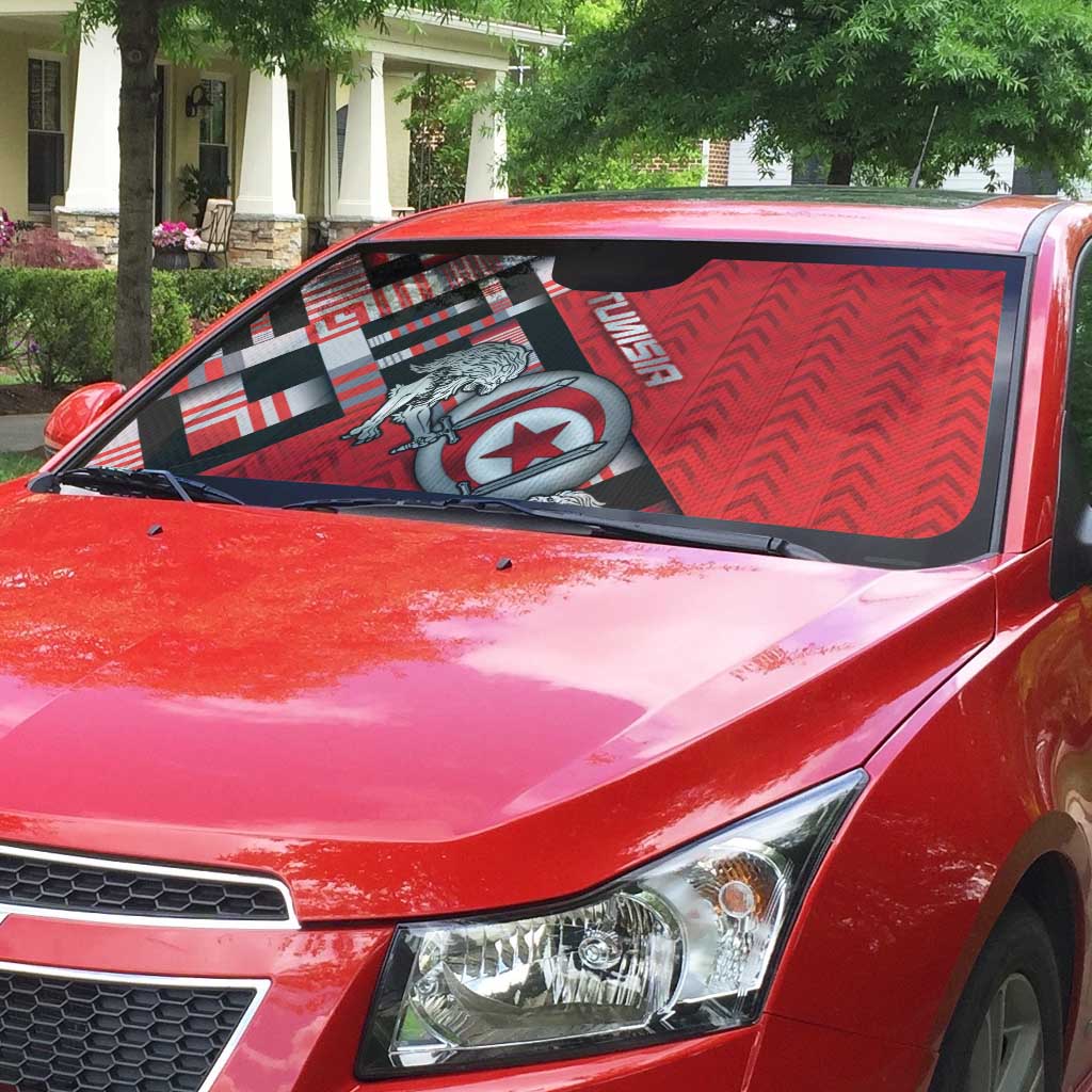 Tunisia Auto Sun Shade Silver Lions Sports Patterns - African Pride