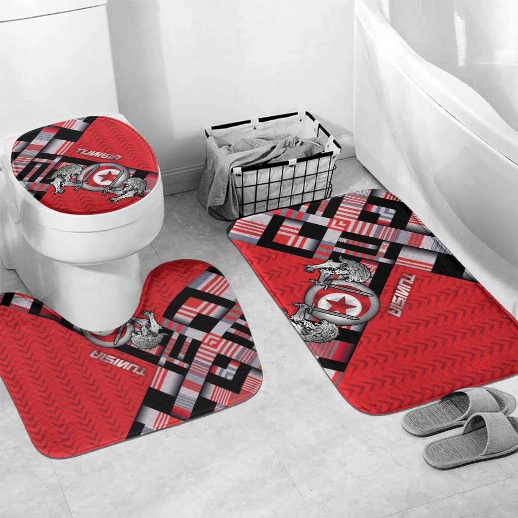 Tunisia Bathroom Set Silver Lions Sports Patterns - African Pride