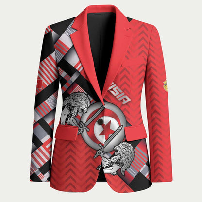 Personalized Tunisia Blazer Silver Lions Sports Patterns - African Pride