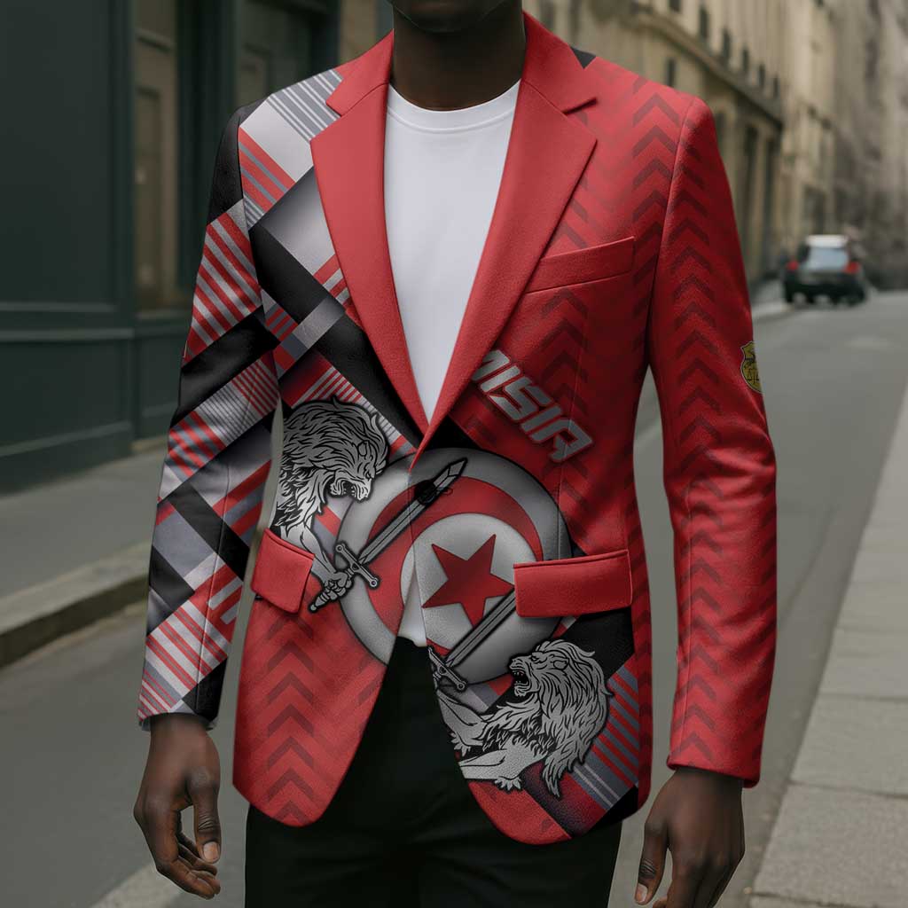Personalized Tunisia Blazer Silver Lions Sports Patterns - African Pride