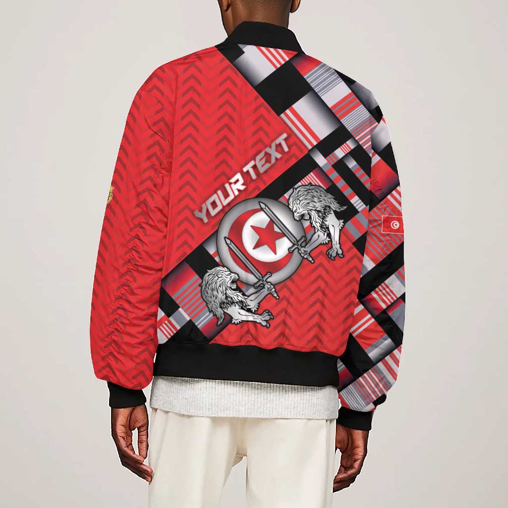 Personalized Tunisia Bomber Jacket Silver Lions Sports Patterns - African Pride