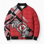 Personalized Tunisia Bomber Puffer Jacket Silver Lions Sports Patterns - African Pride