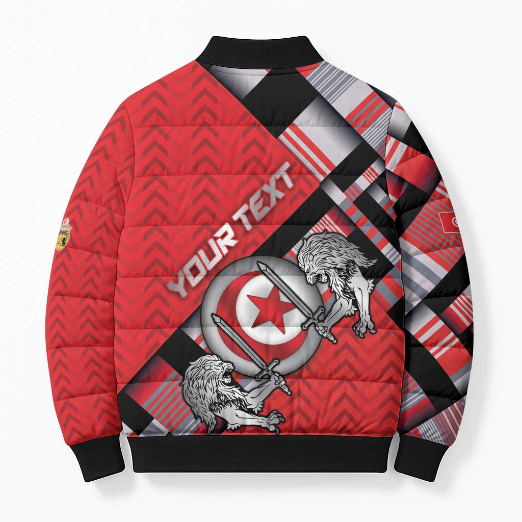 Personalized Tunisia Bomber Puffer Jacket Silver Lions Sports Patterns - African Pride