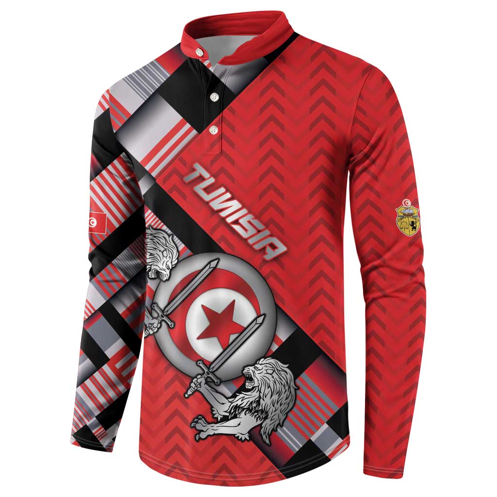Personalized Tunisia Button Sweatshirt Silver Lions Sports Patterns