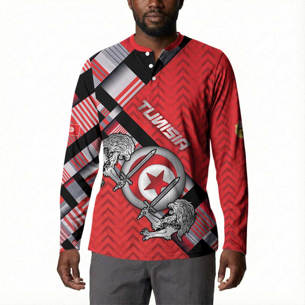 Personalized Tunisia Button Sweatshirt Silver Lions Sports Patterns