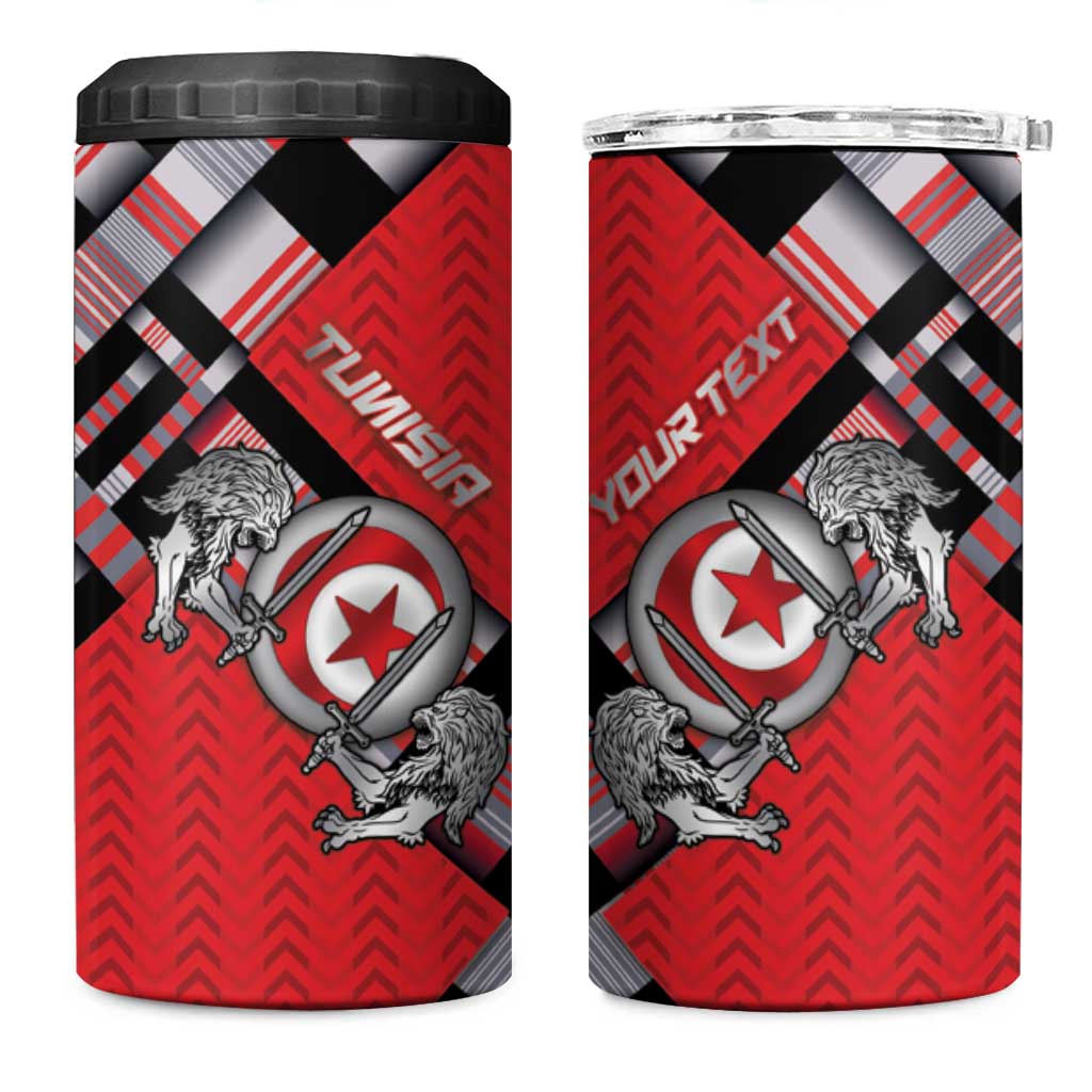 Personalized Tunisia 4 in 1 Can Cooler Tumbler Silver Lions Sports Patterns - African Pride