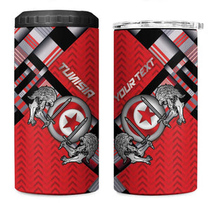 Personalized Tunisia 4 in 1 Can Cooler Tumbler Silver Lions Sports Patterns - African Pride