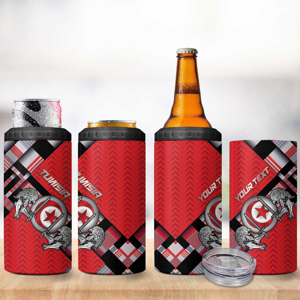 Personalized Tunisia 4 in 1 Can Cooler Tumbler Silver Lions Sports Patterns - African Pride