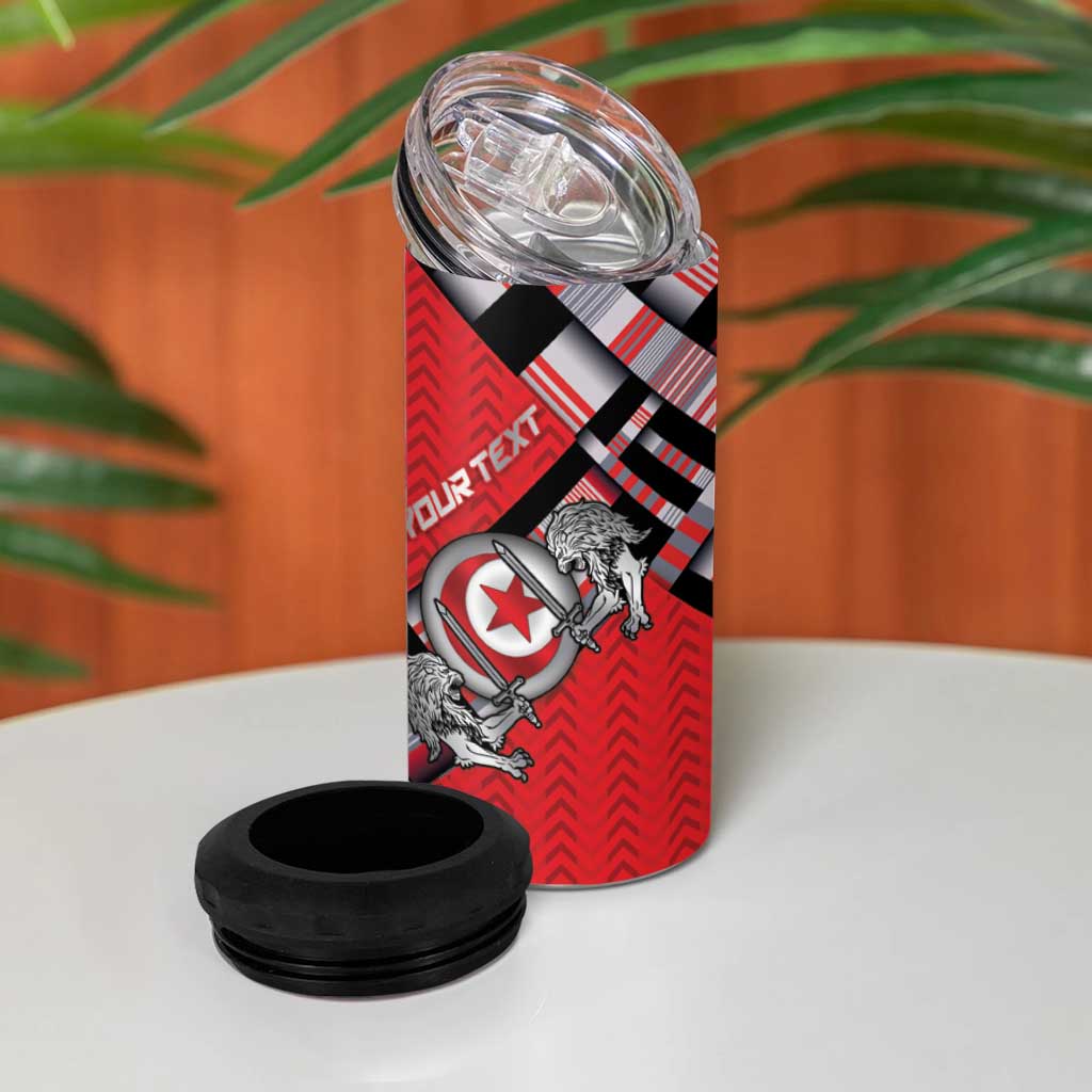 Personalized Tunisia 4 in 1 Can Cooler Tumbler Silver Lions Sports Patterns - African Pride