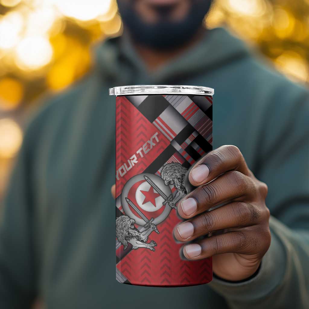 Personalized Tunisia 4 in 1 Can Cooler Tumbler Silver Lions Sports Patterns - African Pride