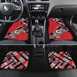 Personalized Tunisia Car Mats Silver Lions Sports Patterns - African Pride