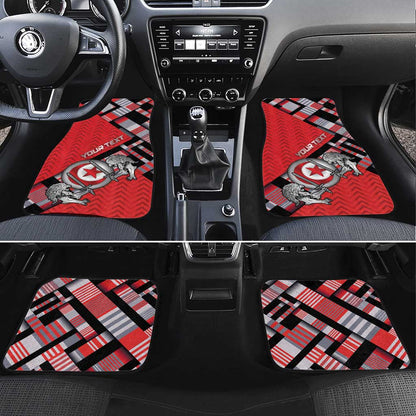 Personalized Tunisia Car Mats Silver Lions Sports Patterns - African Pride