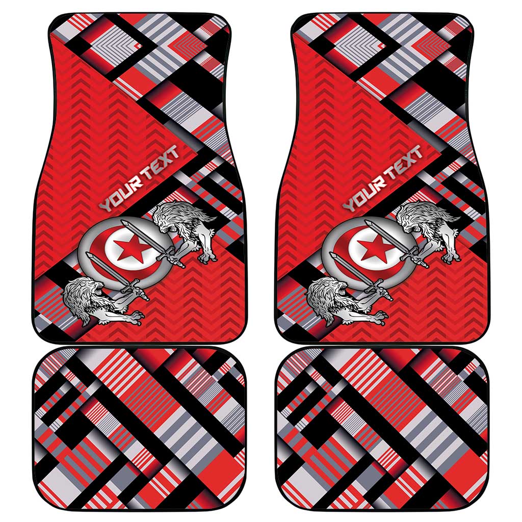 Personalized Tunisia Car Mats Silver Lions Sports Patterns - African Pride