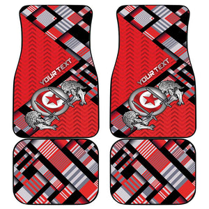 Personalized Tunisia Car Mats Silver Lions Sports Patterns - African Pride