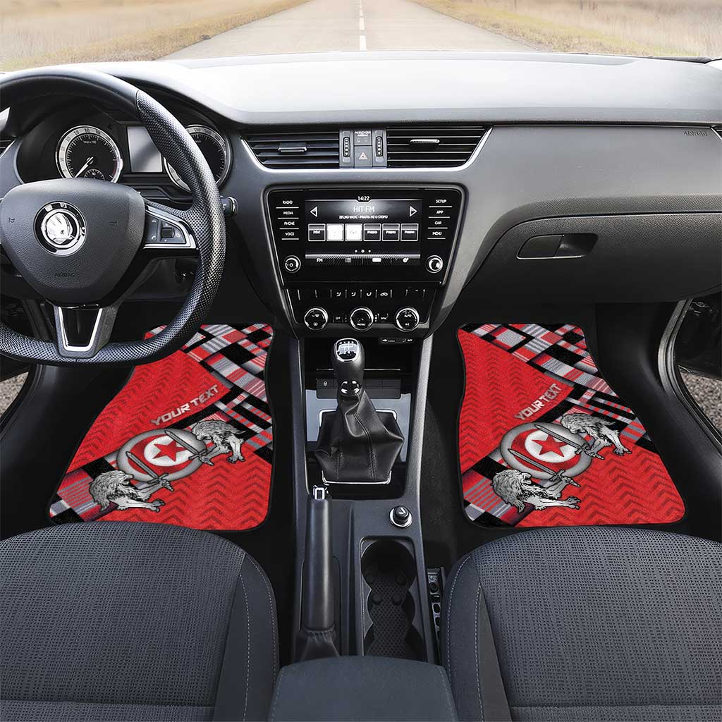 Personalized Tunisia Car Mats Silver Lions Sports Patterns - African Pride