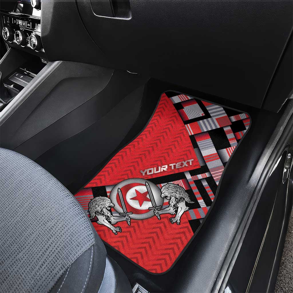 Personalized Tunisia Car Mats Silver Lions Sports Patterns - African Pride