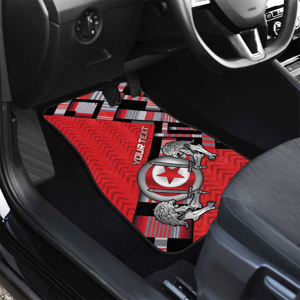 Personalized Tunisia Car Mats Silver Lions Sports Patterns - African Pride
