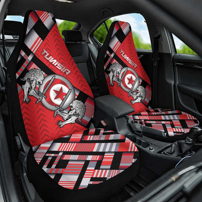 Tunisia Car Seat Cover Silver Lions Sports Patterns - African Pride