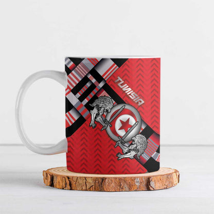 Personalized Tunisia Ceramic Mug Silver Lions Sports Patterns - African Pride