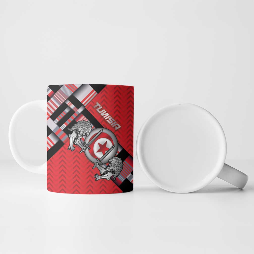 Personalized Tunisia Ceramic Mug Silver Lions Sports Patterns - African Pride