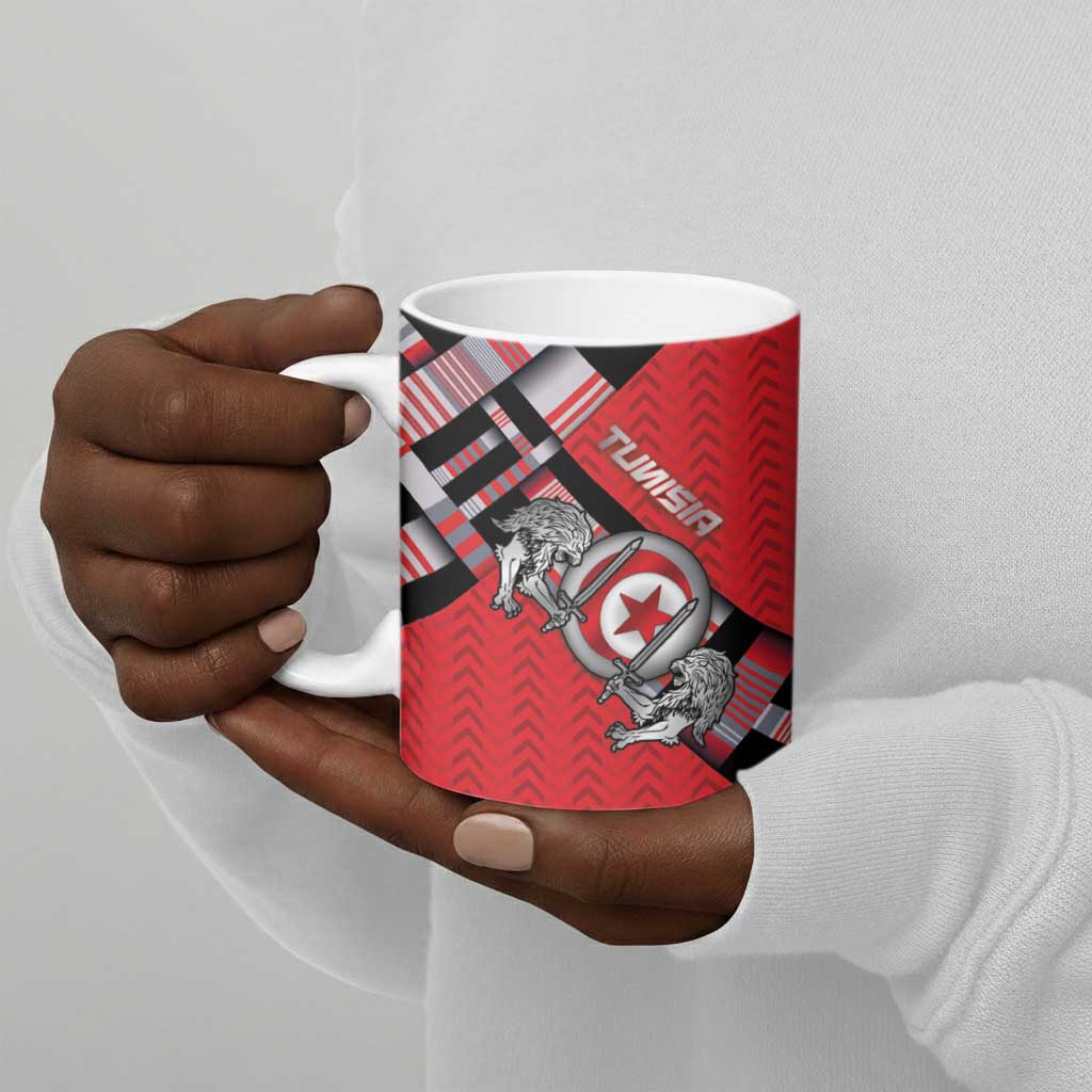Personalized Tunisia Ceramic Mug Silver Lions Sports Patterns - African Pride