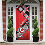 Personalized Tunisia Door Cover Silver Lions Sports Patterns - African Pride