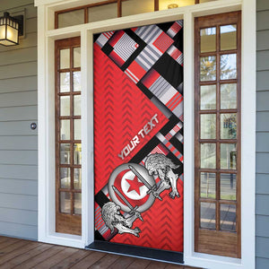 Personalized Tunisia Door Cover Silver Lions Sports Patterns - African Pride