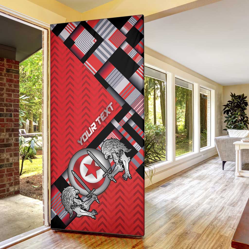 Personalized Tunisia Door Cover Silver Lions Sports Patterns - African Pride