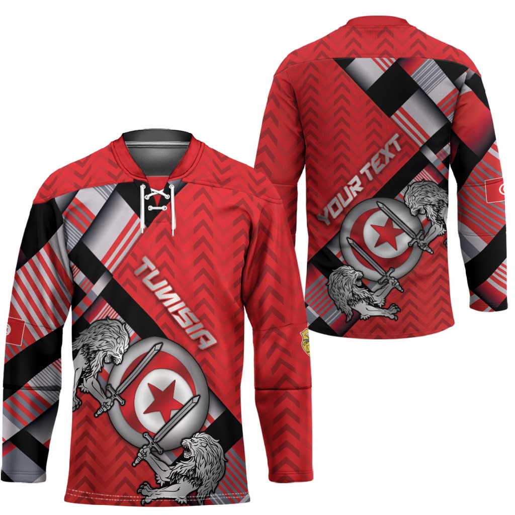 Personalized Tunisia Hockey Jersey Silver Lions Sports Patterns - African Pride